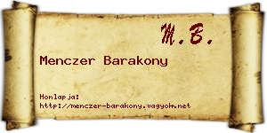 Menczer Barakony névjegykártya